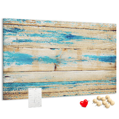 Tablero de corcho decorado Tablas rústicas en tonos azules
