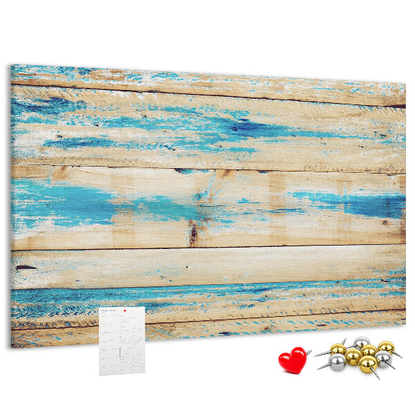 Tablero de corcho decorado Tablas rústicas en tonos azules