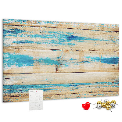 Tablero de corcho decorado Tablas rústicas en tonos azules