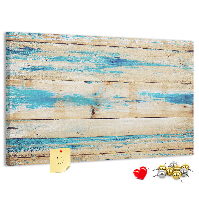 Tablero de corcho decorado Tablas rústicas en tonos azules