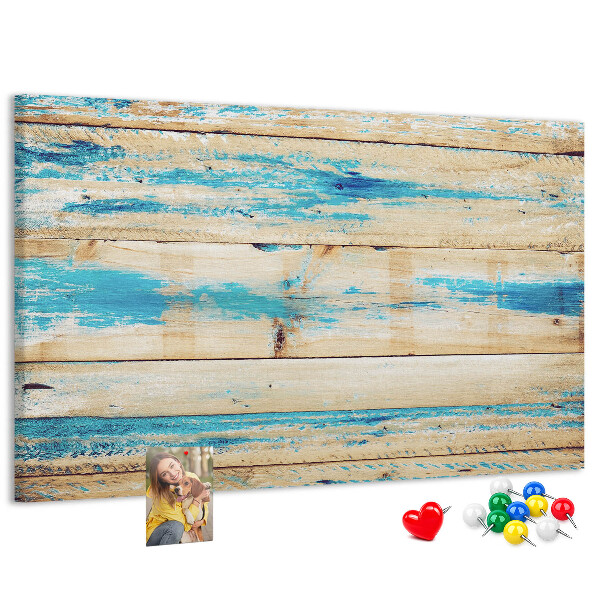 Tablero de corcho decorado Tablas rústicas en tonos azules