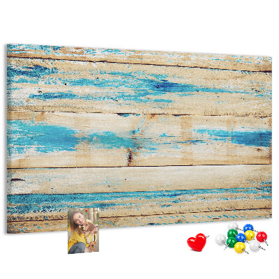 Tablero de corcho decorado Tablas rústicas en tonos azules
