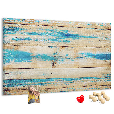 Tablero de corcho decorado Tablas rústicas en tonos azules