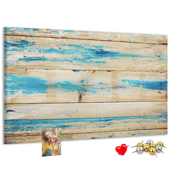 Tablero de corcho decorado Tablas rústicas en tonos azules
