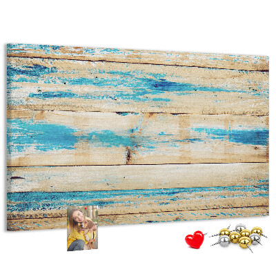 Tablero de corcho decorado Tablas rústicas en tonos azules