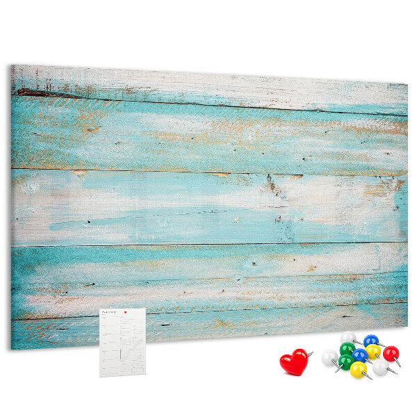 Tablero de anuncios de madera en tonos azules