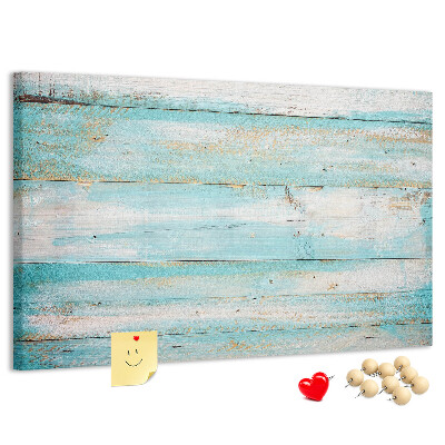 Tablero de anuncios de madera en tonos azules