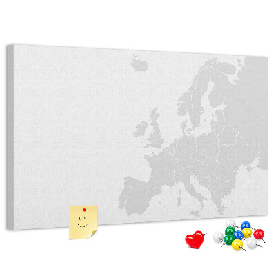 Pizarra de corcho Mapa de Europa para marcar ubicaciones