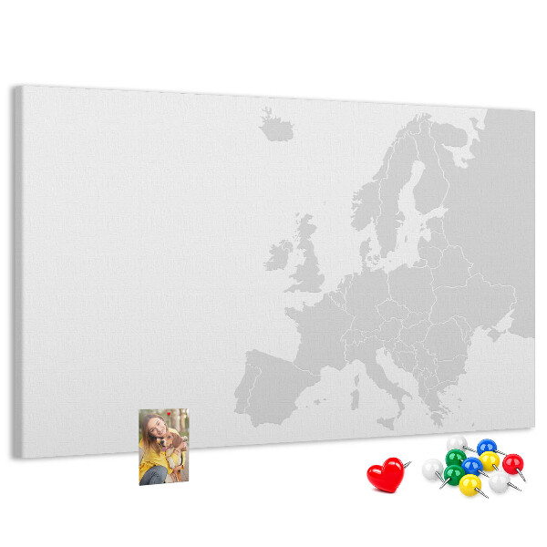 Pizarra de corcho Mapa de Europa para marcar ubicaciones