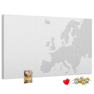 Pizarra de corcho Mapa de Europa para marcar ubicaciones