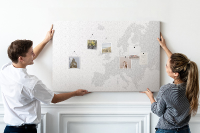 Pizarra de corcho Mapa de Europa para marcar ubicaciones