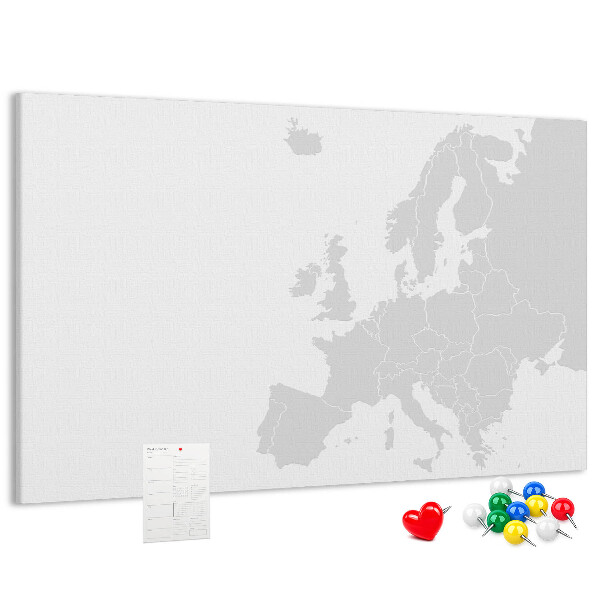 Pizarra de corcho Mapa de Europa para marcar ubicaciones