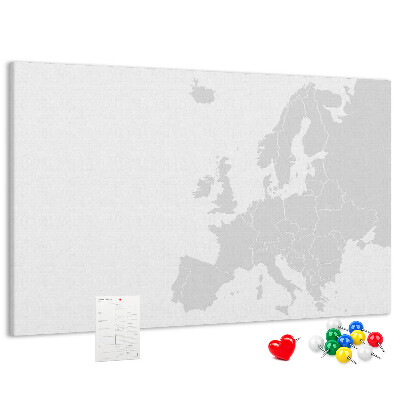Pizarra de corcho Mapa de Europa para marcar ubicaciones