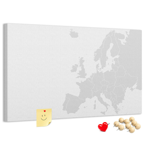 Pizarra de corcho Mapa de Europa para marcar ubicaciones