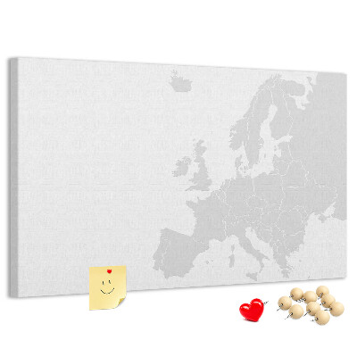 Pizarra de corcho Mapa de Europa para marcar ubicaciones