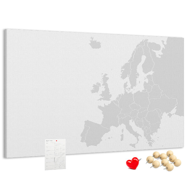 Pizarra de corcho Mapa de Europa para marcar ubicaciones