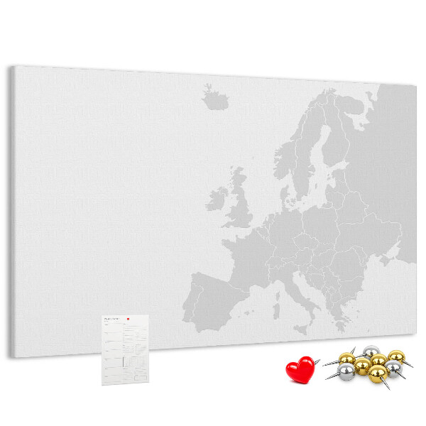 Pizarra de corcho Mapa de Europa para marcar ubicaciones