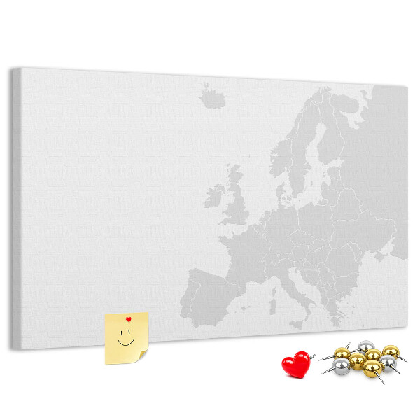Pizarra de corcho Mapa de Europa para marcar ubicaciones