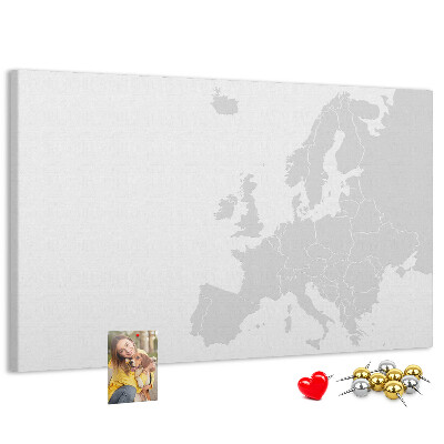 Pizarra de corcho Mapa de Europa para marcar ubicaciones