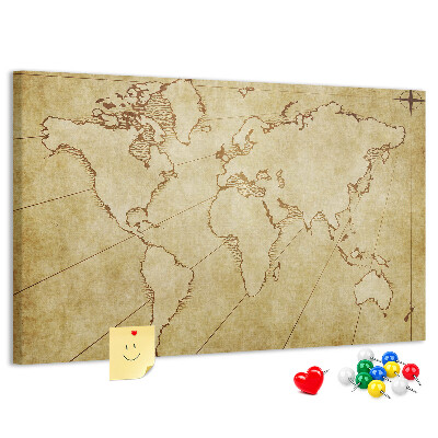 Pizarra de corcho Mapa del mundo antiguo con los continentes