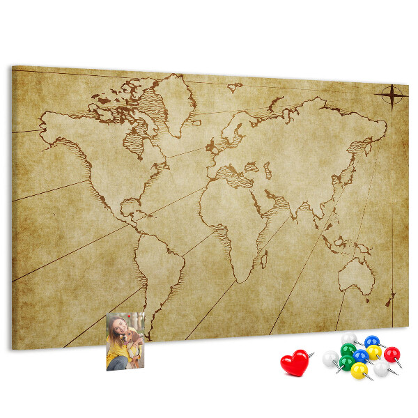 Pizarra de corcho Mapa del mundo antiguo con los continentes