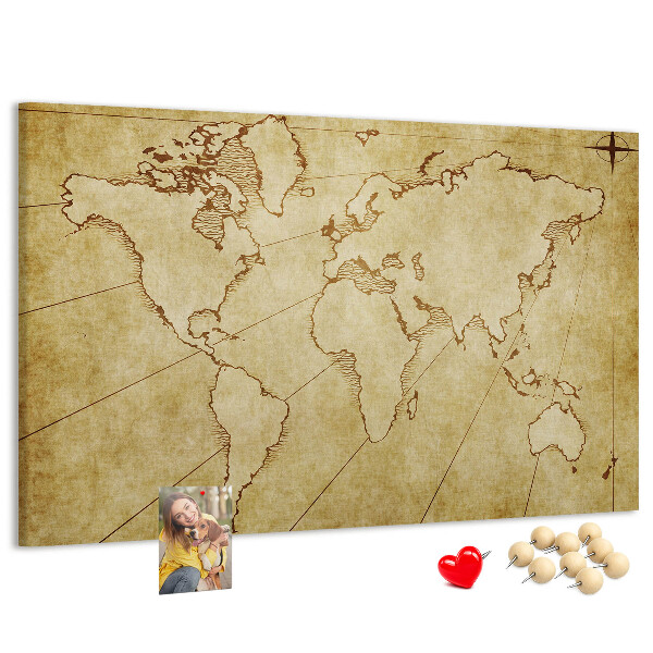 Pizarra de corcho Mapa del mundo antiguo con los continentes
