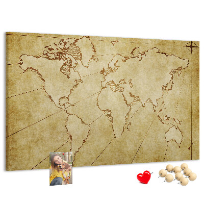 Pizarra de corcho Mapa del mundo antiguo con los continentes
