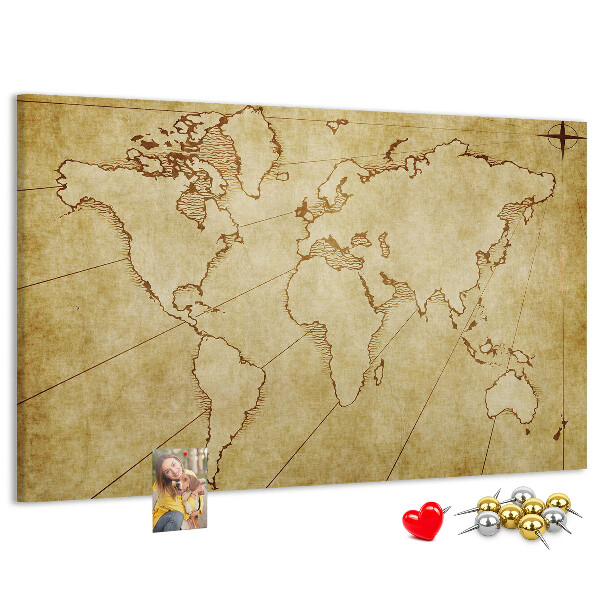 Pizarra de corcho Mapa del mundo antiguo con los continentes