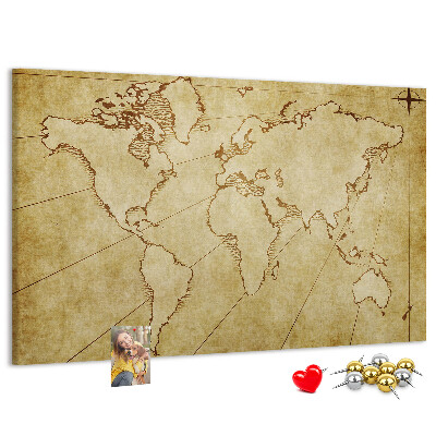 Pizarra de corcho Mapa del mundo antiguo con los continentes