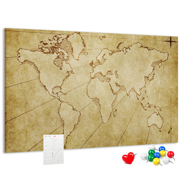 Pizarra de corcho Mapa del mundo antiguo con los continentes