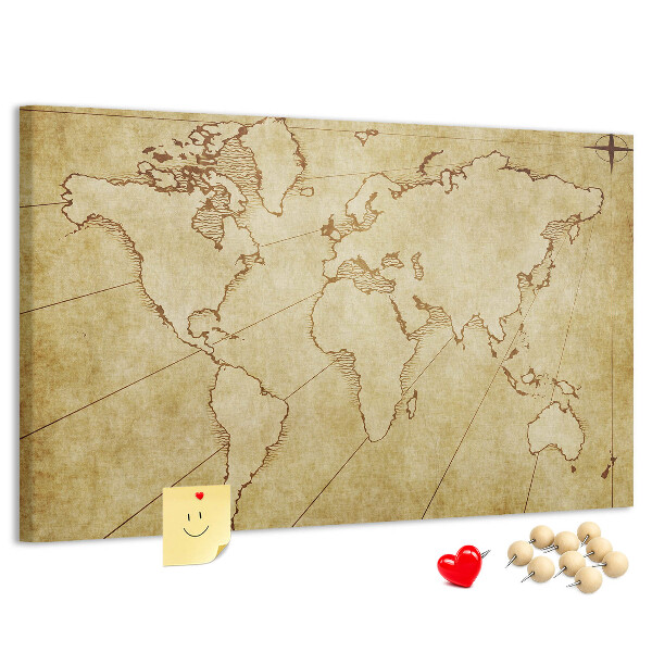 Pizarra de corcho Mapa del mundo antiguo con los continentes