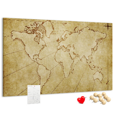 Pizarra de corcho Mapa del mundo antiguo con los continentes