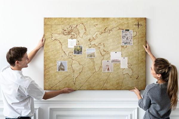 Pizarra de corcho Mapa del mundo antiguo con los continentes