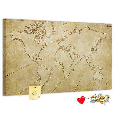 Pizarra de corcho Mapa del mundo antiguo con los continentes