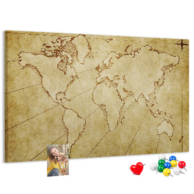 Pizarra de corcho Mapa del mundo antiguo con los continentes