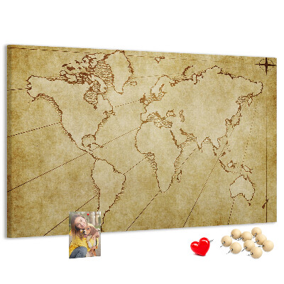 Pizarra de corcho Mapa del mundo antiguo con los continentes