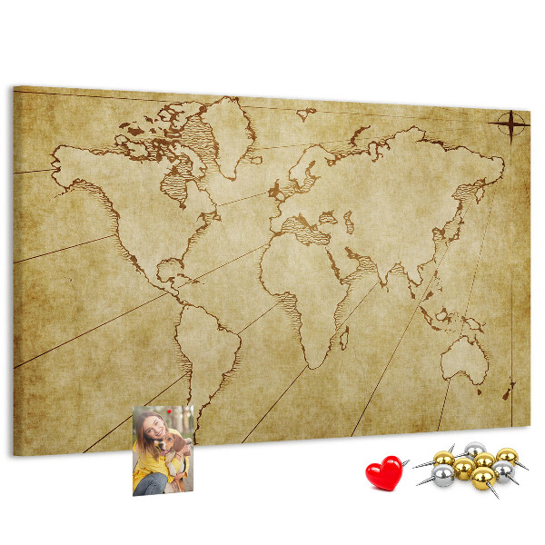 Pizarra de corcho Mapa del mundo antiguo con los continentes