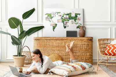 Tablero de corcho decorado Mapa mundial verde con vegetación