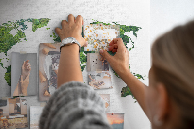 Tablero de corcho decorado Mapa mundial verde con vegetación