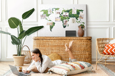 Tablero de corcho decorado Mapa mundial verde con vegetación