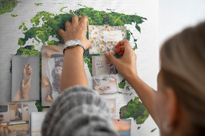 Tablero de corcho decorado Mapa mundial verde con vegetación