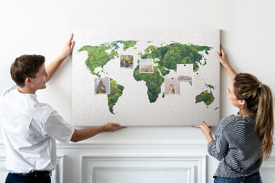 Tablero de corcho decorado Mapa mundial verde con vegetación