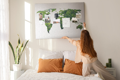Tablero de corcho decorado Mapa mundial verde con vegetación