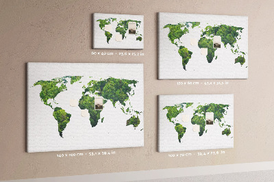 Tablero de corcho decorado Mapa mundial verde con vegetación