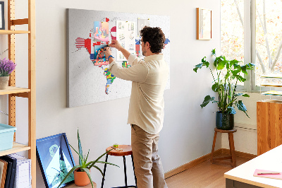Tablero de corcho decorado Mapa del mundo con banderas de países