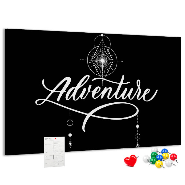Tablero de corcho decorado con diseño de brújula y estrellas en un viaje hacia lo desconocido