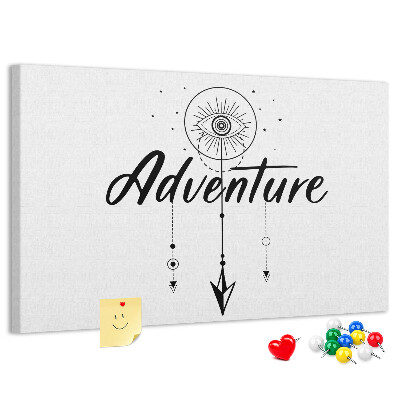 Tablero de corcho decorado La aventura del símbolo del ojo y la flecha