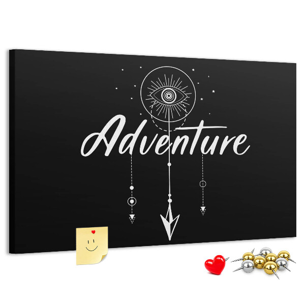 Pizarra de corcho con diseño de aventura espacial y toque misterioso