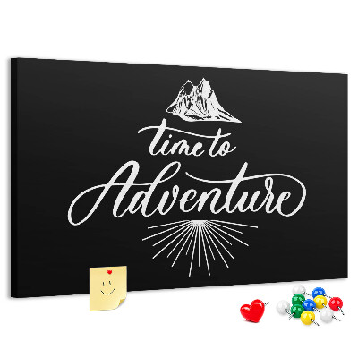 Tablero de anuncios Es hora de una aventura en las montañas.