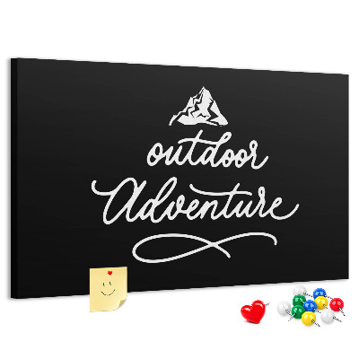 Tablero de corcho decorado Aventuras de montaña al aire libre y en plena naturaleza.